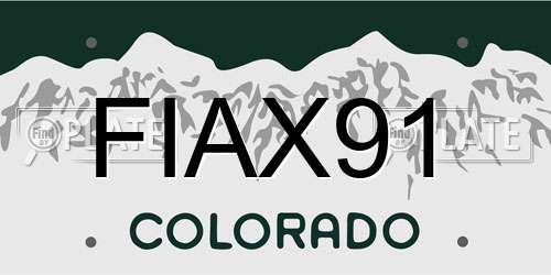 FIAX91 Colorado License Plate