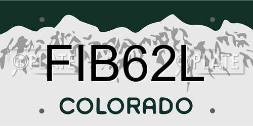 FIB62L Colorado License Plate