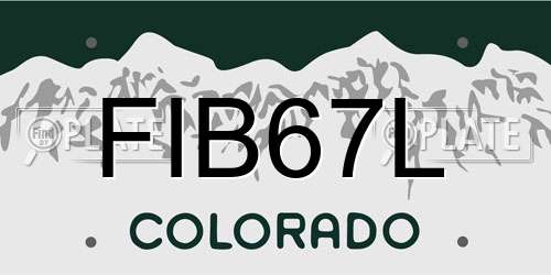 FIB67L Colorado License Plate