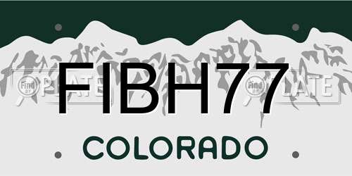 FIBH77 Colorado License Plate
