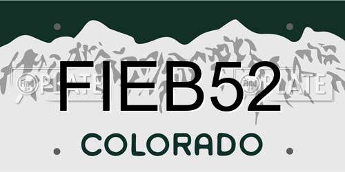 FIEB52 Colorado License Plate