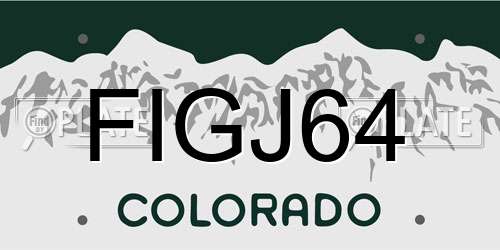 FIGJ64 Colorado License Plate