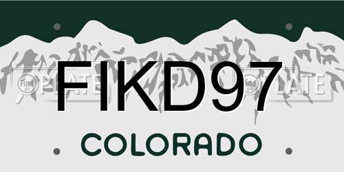 FIKD97 Colorado License Plate
