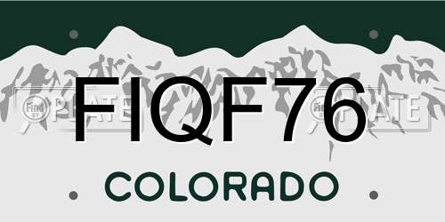 FIQF76 Colorado License Plate