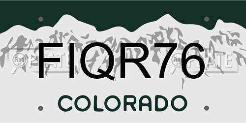 FIQR76 Colorado License Plate