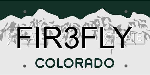 FIR3FLY Colorado License Plate