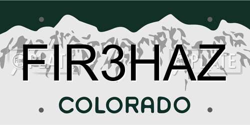 FIR3HAZ Colorado License Plate