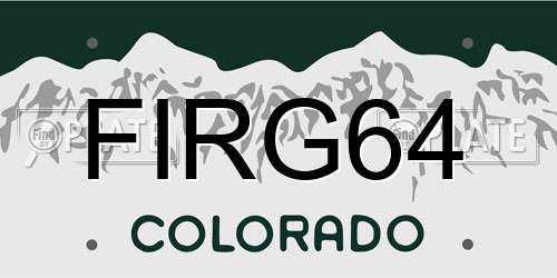 FIRG64 Colorado License Plate