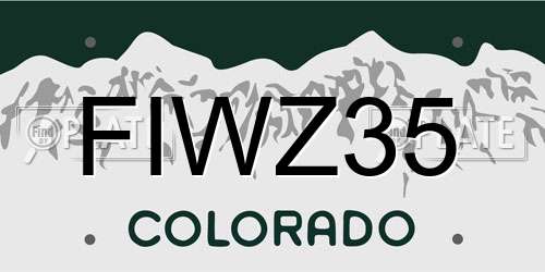 FIWZ35 Colorado License Plate
