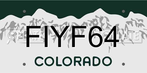 FIYF64 Colorado License Plate