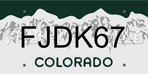 FJDK67 Colorado License Plate