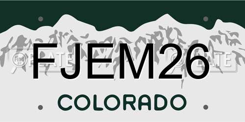 FJEM26 Colorado License Plate