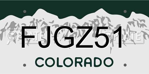 FJGZ51 Colorado License Plate