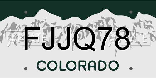 FJJQ78 Colorado License Plate