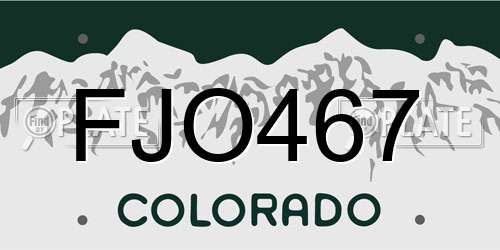 FJO467 Colorado License Plate