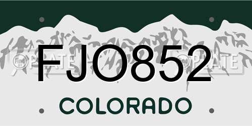 FJO852 Colorado License Plate