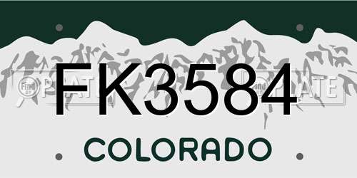 FK3584 Colorado License Plate