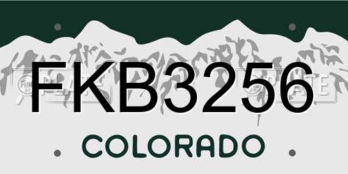 FKB3256 Colorado License Plate