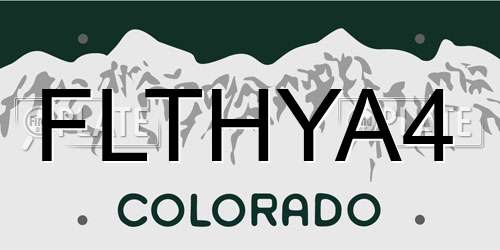FLTHYA4 Colorado License Plate