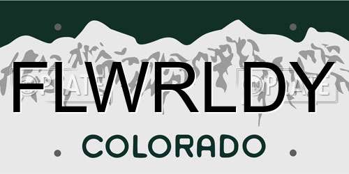 FLWRLDY Colorado License Plate