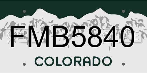 FMB5840 Colorado License Plate