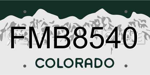 FMB8540 Colorado License Plate