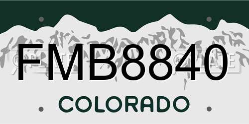 FMB8840 Colorado License Plate