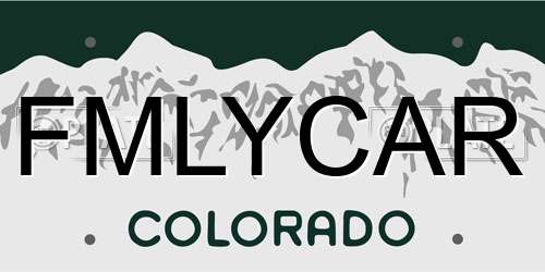 FMLYCAR Colorado License Plate