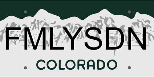 FMLYSDN Colorado License Plate