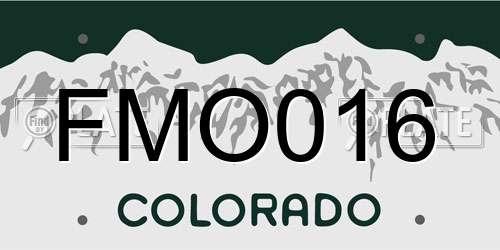 FMO016 Colorado License Plate