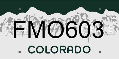 FMO603 Colorado License Plate