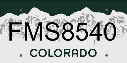 FMS8540 Colorado License Plate