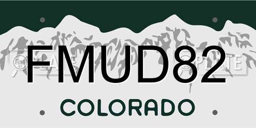 FMUD82 Colorado License Plate