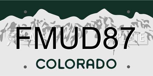 FMUD87 Colorado License Plate
