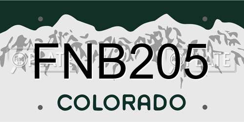FNB205 Colorado License Plate