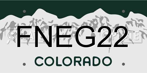FNEG22 Colorado License Plate