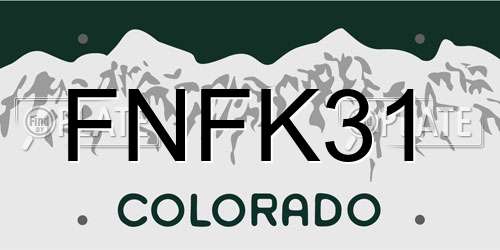 FNFK31 Colorado License Plate