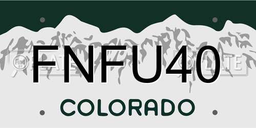 FNFU40 Colorado License Plate