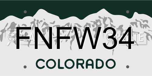 FNFW34 Colorado License Plate