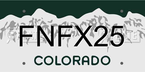 FNFX25 Colorado License Plate