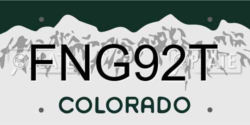 FNG92T Colorado License Plate