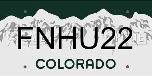 FNHU22 Colorado License Plate