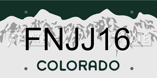 FNJJ16 Colorado License Plate