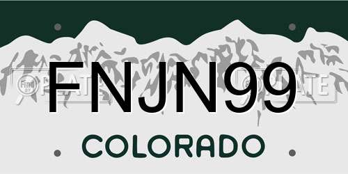 FNJN99 Colorado License Plate