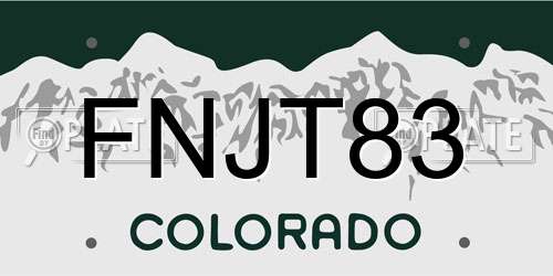 FNJT83 Colorado License Plate