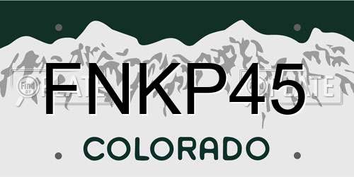 FNKP45 Colorado License Plate