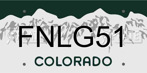 FNLG51 Colorado License Plate
