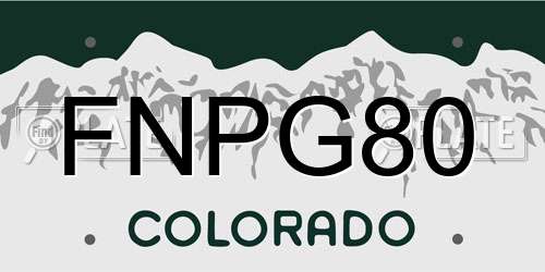 FNPG80 Colorado License Plate