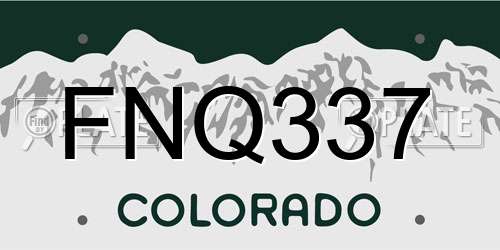 FNQ337 Colorado License Plate