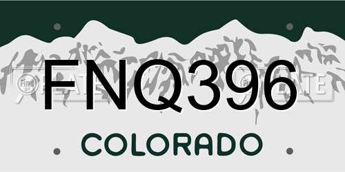 FNQ396 Colorado License Plate